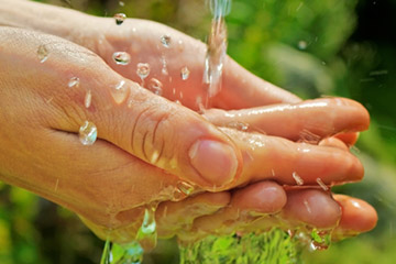 hands under running water
